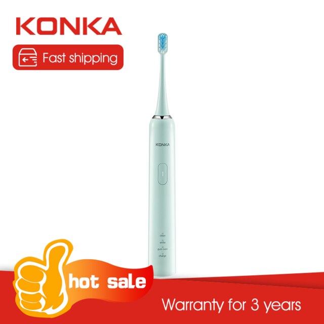 KONKA Electric toothbrush Soft hair Adult sonic vibrating toothbrush Automatic smart toothbrush Body washing toothbrush: blue