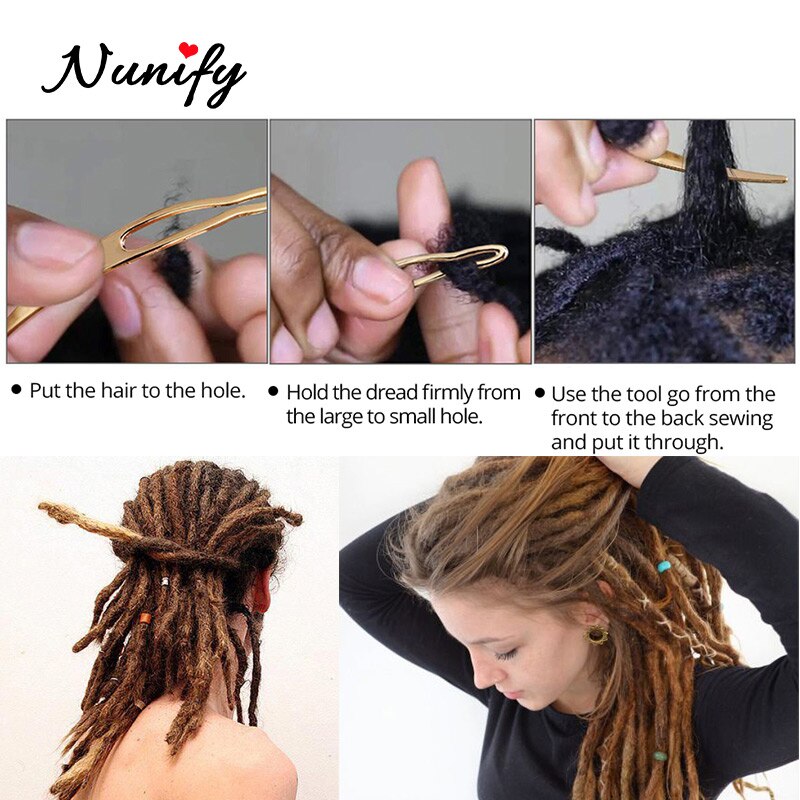 Nunify-aguja de enclavamiento para rastas, herramientas de raíces rubias para rastas, gancho de ganchillo para rastas, aguja de tracción