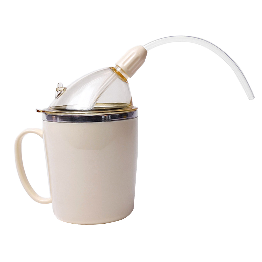 Taza con pajita para adultos, vaso con pajita para agua líquida para personas mayores con agarre suave, a prueba de derrames, ayuda para beber, 1 unidad