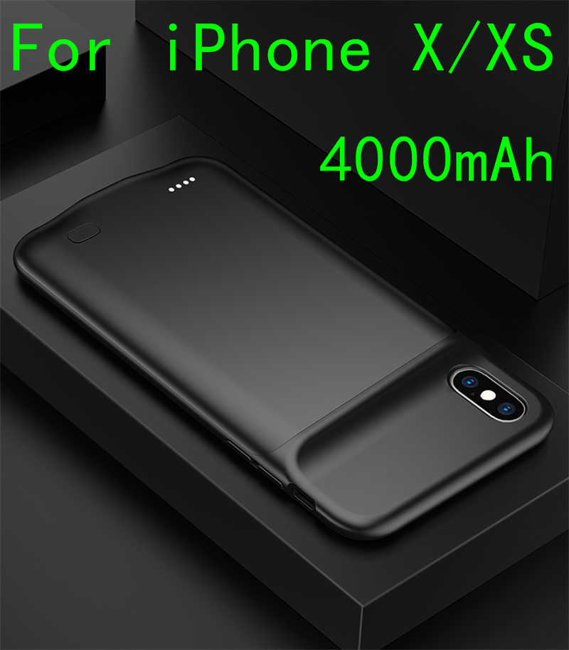 6500 mah slank silikone stødsikker batteriopladeretui til iphone xs max xr x power bank case ekstern pakke backup charger case: Ix-sort
