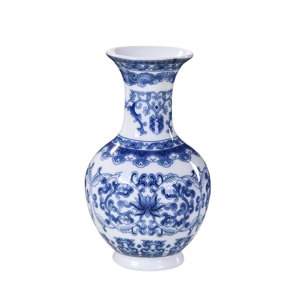 Jarrón decorativo Vintage chino de porcelana azul y blanca, jarrón de Arte de cerámica, jarrones decorativos para Decoración de mesa de hogar: D