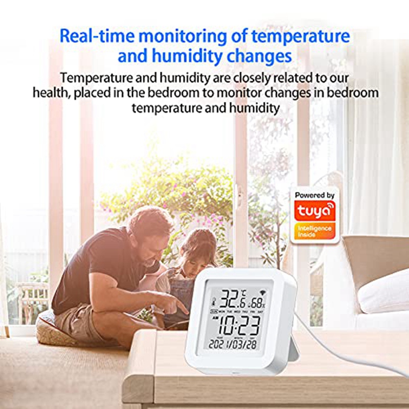 Smart Wifi Temperature Humidity Monitor Tuya Wireless Temperature Humidity Sensor Work With Alexa &amp;amp; Google Assistant