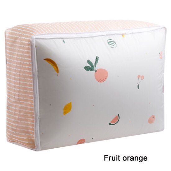Quilt opbevaringspose hjemmetøj quiltepude tæppe opbevaringspose rejse bagage arrangør dampproof opbevaringsposer til tæpper: Frugt appelsin