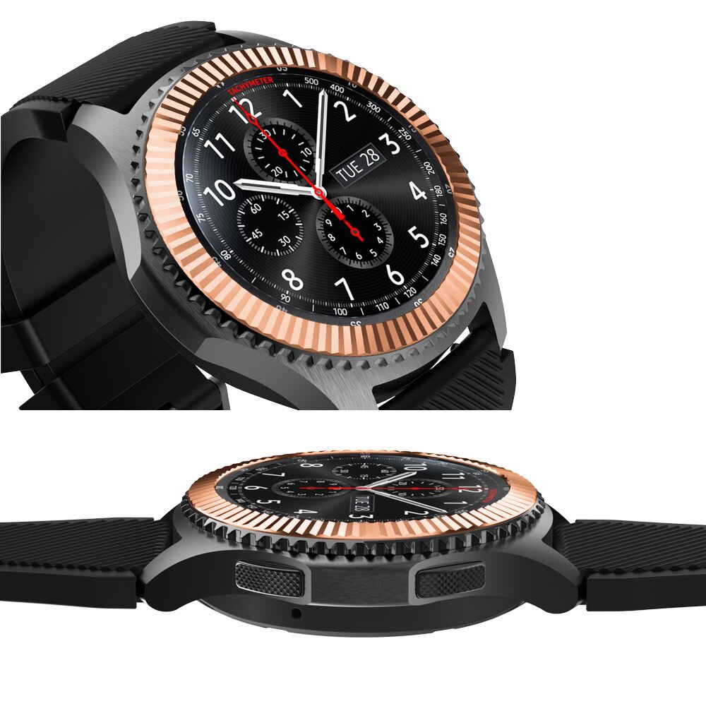 Urheilullinen tyyli sopii samsung gear  s3 frontier galaxy kello 46mm kehys rengas kansikehys naarmuuntumaton metallisuoja