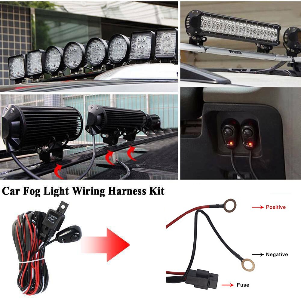 1pc 40A 12v 24v Light Bar 1-2 Switch Relay Led Wiring Harness Kit Light Switch Harness for Off Road Pickup Trucks SUV Boat