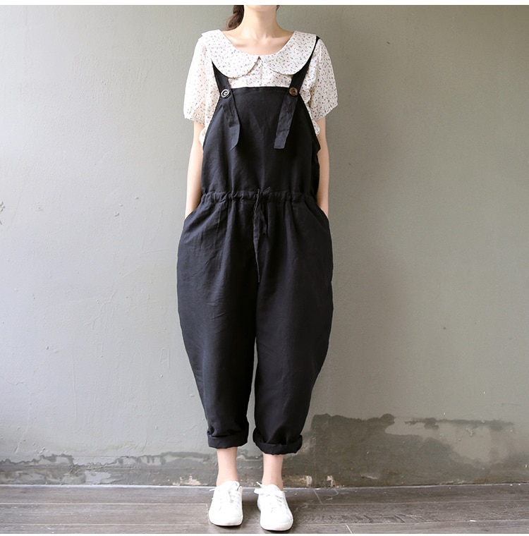 Dame jumpsuit efterår gravid ærmeløs bomuld playsuits afslappet graviditets overalls løs lomme plus størrelse bukser bukser