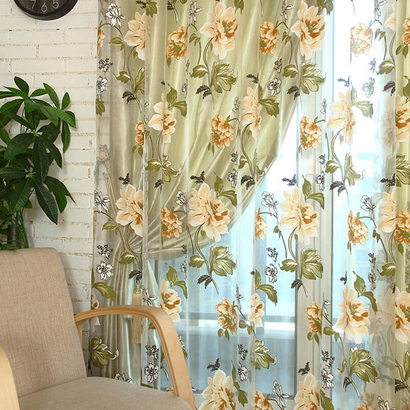 Tulle Rose pour rideaux de chambre à coucher pour rideaux de chambre et de Hall pour salon Tulle intérieur de pour la maison rideau romain doux: Yellow / W200xH200cm / Grommet-Beads