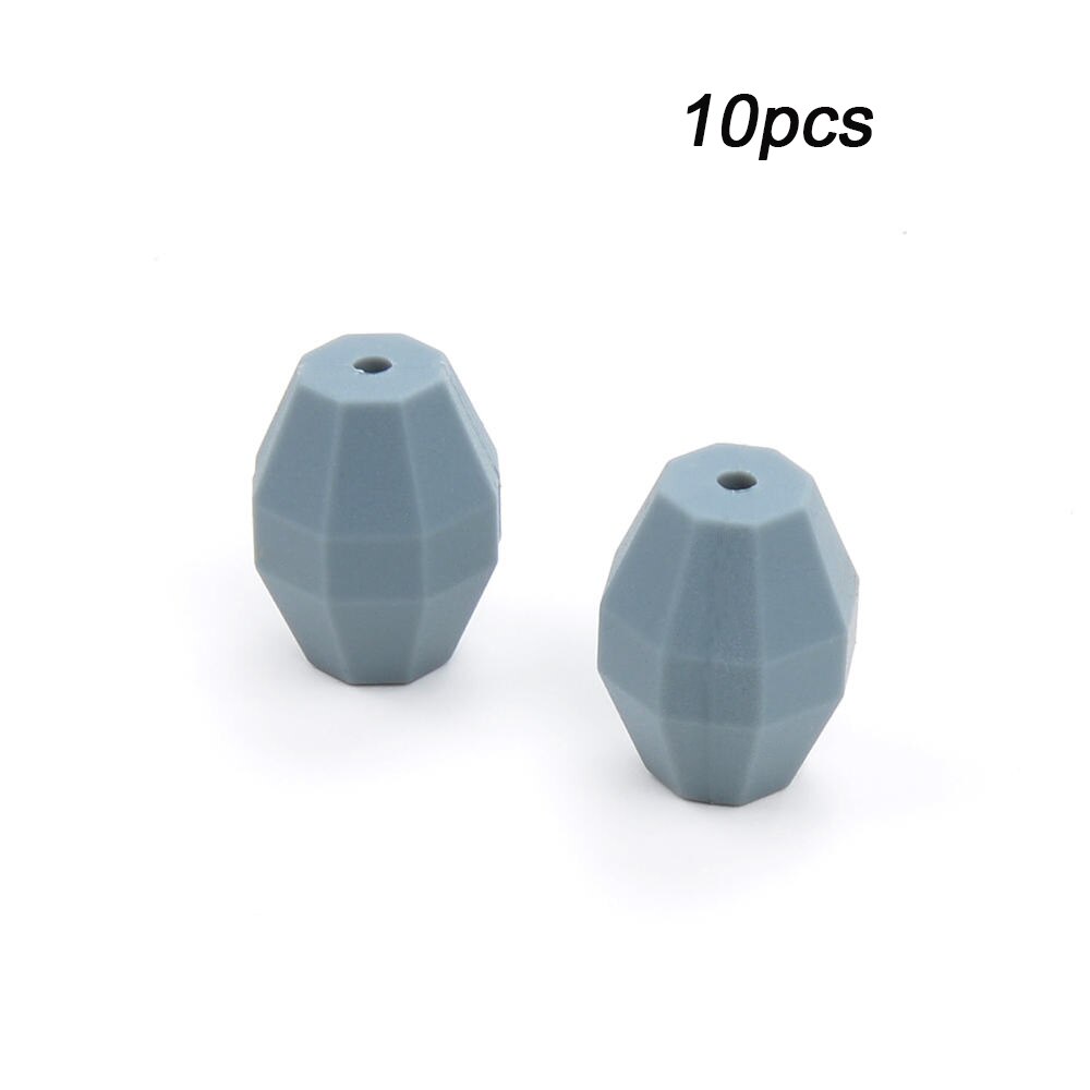 LOFCA 10pcs Baby Oak Barrel Teething Beads Geometric Shape Silicone Beads Food Grade Baby Teething Toys Chewable Jewelry DIY: Dim Gray