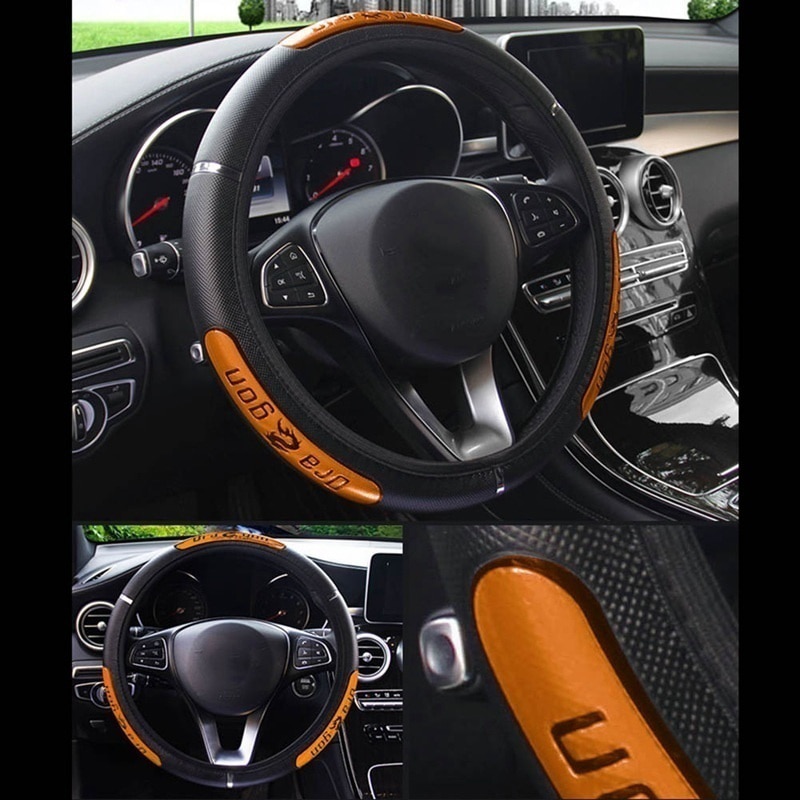 Universal- Coole Leder Chinesischen Drachen Auto Lenkrad Deckt Reflektierende Pu Leder Lenkung-Rad Abdeckungen Busines Stil