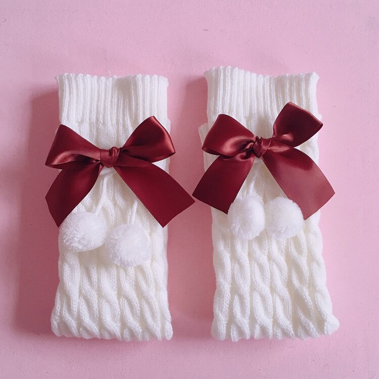 Lolita japonaise douce fille jambière boule tricoté couvre-pied femmes jambières chaussettes tas chaussettes filles couverture de réchauffement des pieds: WineRed