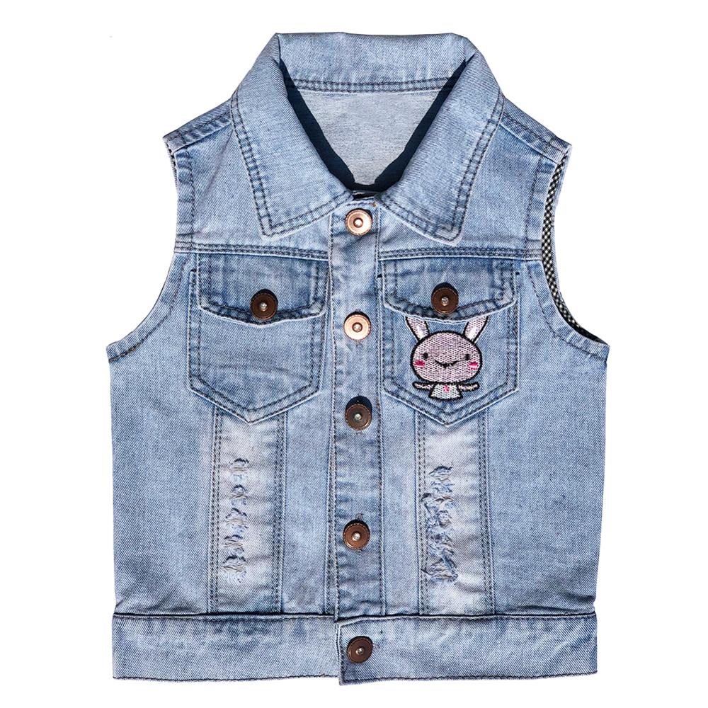 Gilet de printemps-automne pour enfants de 2-5 ans, manteau en Denim, petites filles