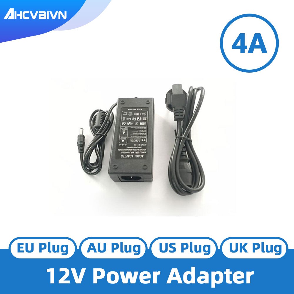 12V 4A Voeding Voor Led Strip Eu/Us/Uk/Au Adapter Voor AC110-220V Om DC12V opties Plug Transformator