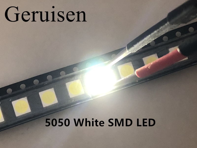 100 Pcs 5050 Smd Led Diodes Smd 5050 Wit/Natuur Wit Led Cct: 4000-4500 K 0.2w-60MA 5050 Nw