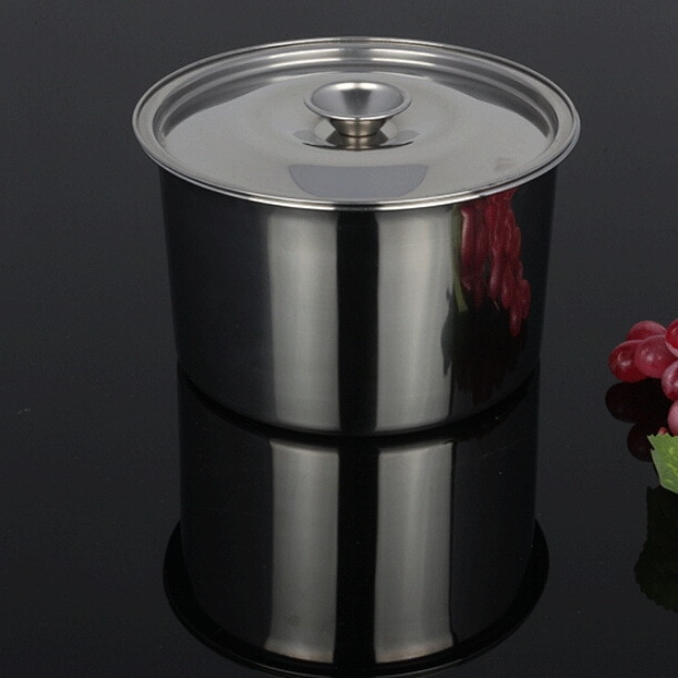 Olla de salsa inoxidable no magnética con tapa gruesa, cilindro de condimentos, taza para estofado de huevos