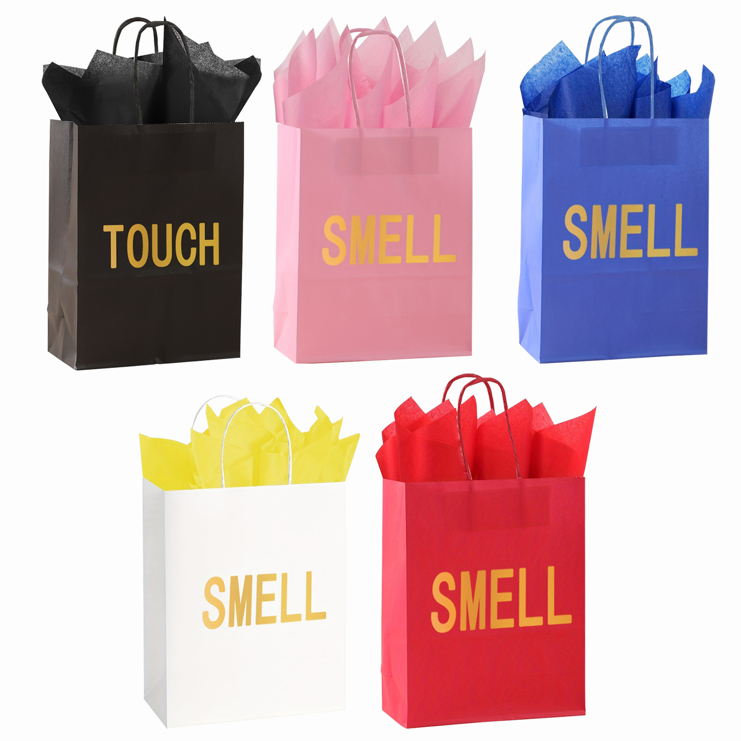 5 sensorische cadeauzakjes voor hem/haar, bevat 5 papieren handdoeken, papieren zak met handvat, Valentijnsdag, verjaardag, huwelijksverjaardag