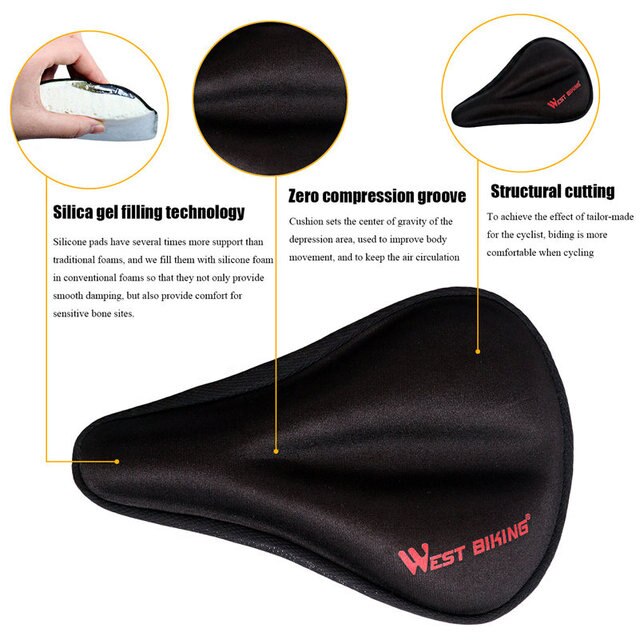 Housse de siège de vélo BMX, tapis de selle de vélo, Super doux, éponge 3D en Silicone, coussin de cyclisme confortable et respirant: WEST 2