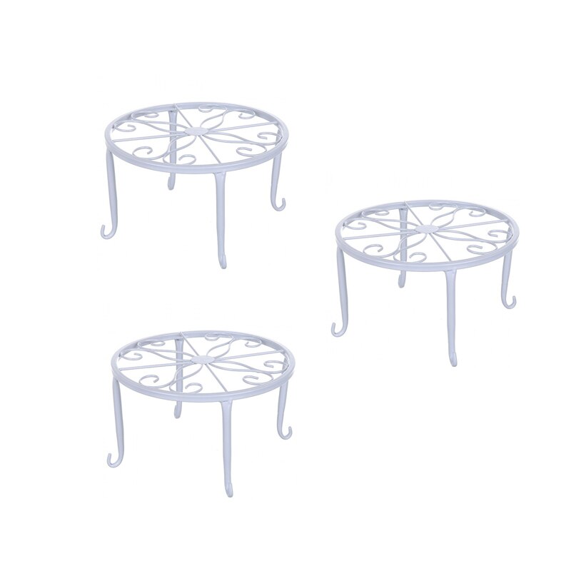 Smijern pottehylle til blomsterpotter basion vise hylleholdere hage plante stativ metall balkong dekor stativ dekorasjon: Hvit  x 3