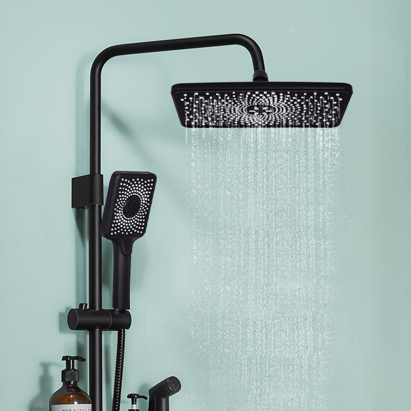 Dokour Ceiling Shower Head Rainfall Jet Star 3 Way Bath Hydromassage Bathroom Toilet Accessories Black Set