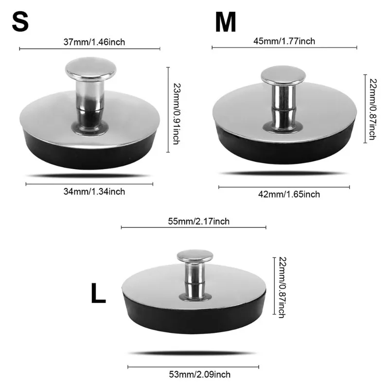 Tapón de fregadero de cocina, tapón de goma de acero inoxidable, tapones de drenaje duraderos para lavabo de baño, accesorios universales de cocina, 3/1 Uds.