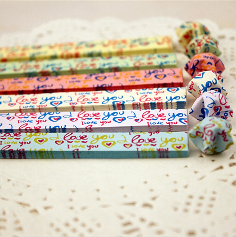 30pcs Lucky Star Paper Folded Paper Strips Handmade Wishing Stars DIY Wedding Love Heart Quilling Decoration Paper