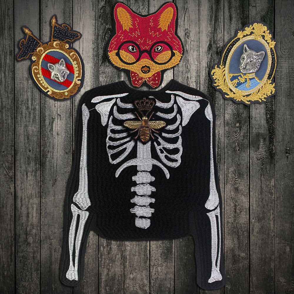 Skull Vest Embroidery Iron Patch Rider Iron On Back Of Jacket DIY Patches For Clothes Custom Iron Patches For Clothing