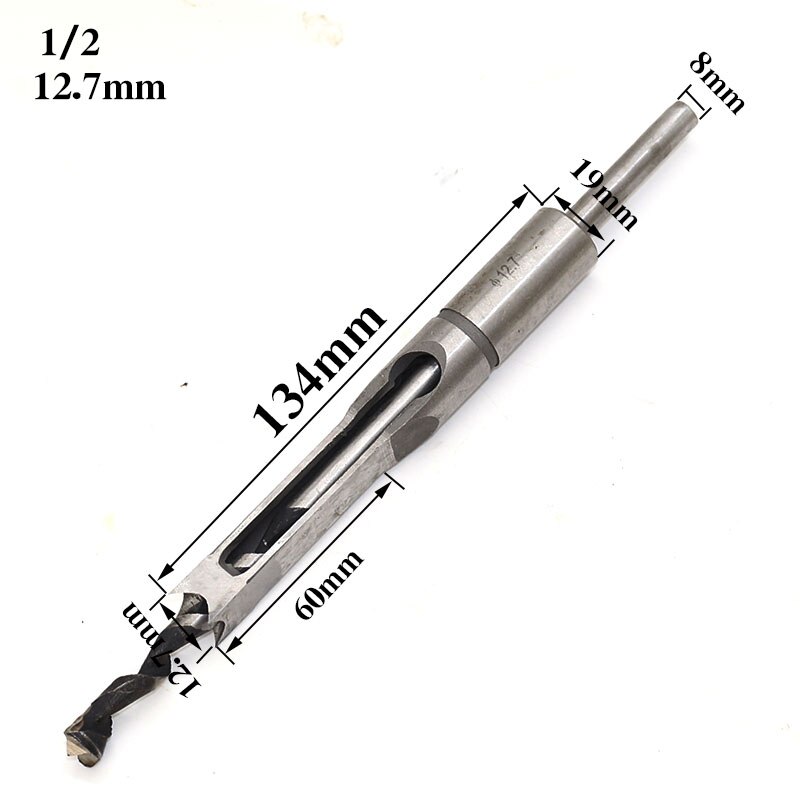 1pc HSS Square Hole Saw Mortise Chisel Wood Drill Bit with Twist Drill: 12.7mm