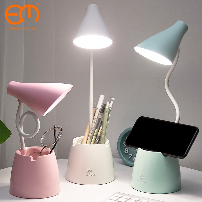 Flexo Led Tafellampen Met Usb Touch Dimbare Led Stand Bureaulamp Leeslamp Moderne Flexibele Studie Lamp Met Pen houder