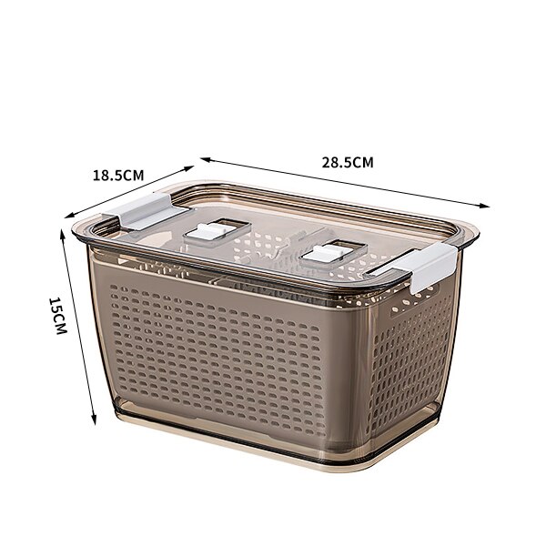 Refrigerator Food Produce Saver Storage Containers With Lid Fridge Fresh Vegetable Colander Storage Box Kitchen Organization: L Coffee