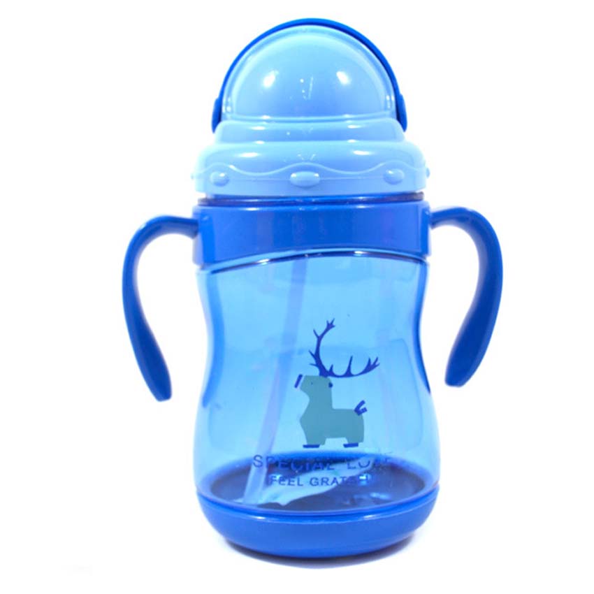 300ml babybekers met zachte tuit en handvat, voor het leren drinken van water, melk en vruchtensap, voor het leren drinken van kinderen.: Blauw