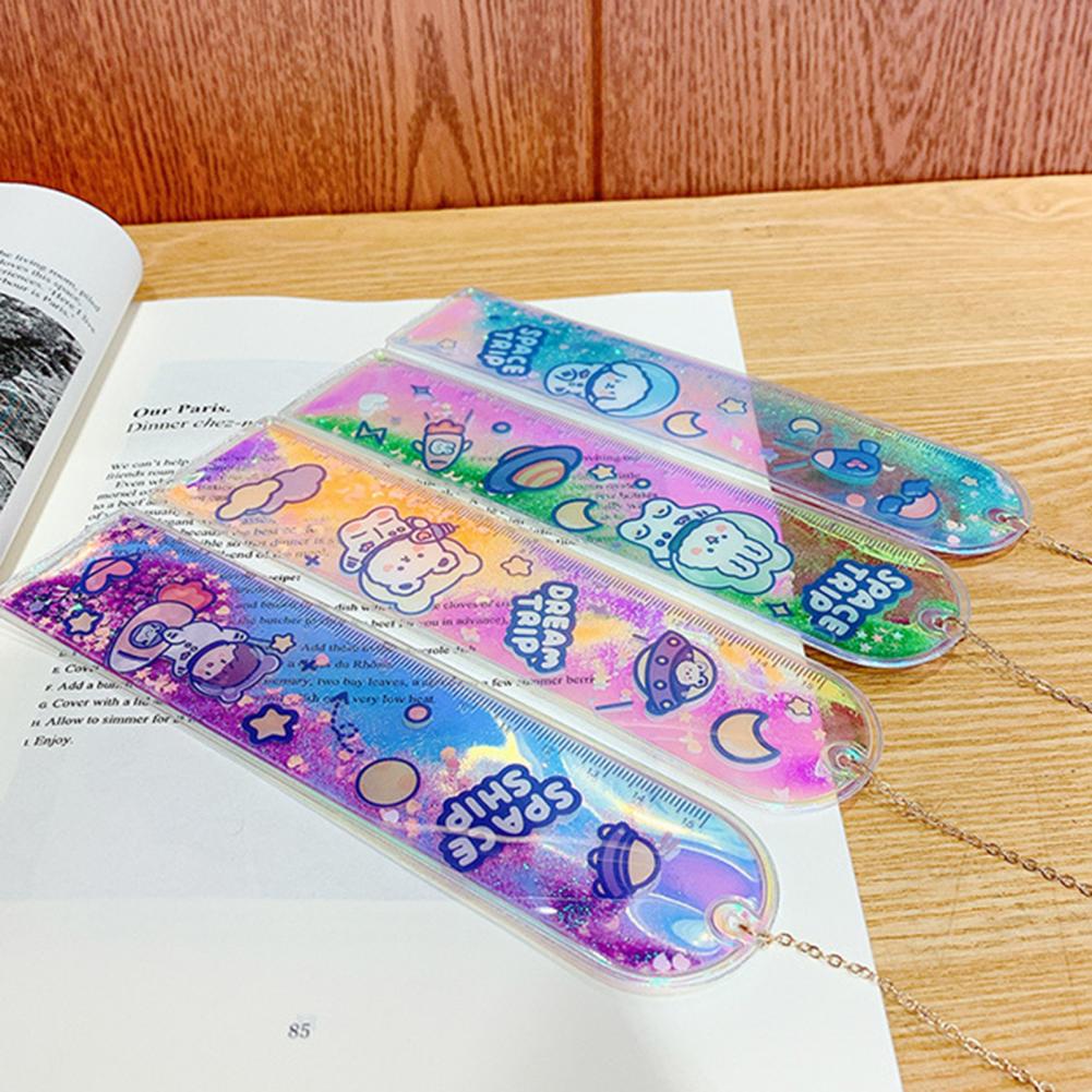 1pc Quicksand Ruler Bookmark 15cm Multifunction DIY Drawing Tools Oil Sand Ruler Student Rulers School Office Supplies Escolar