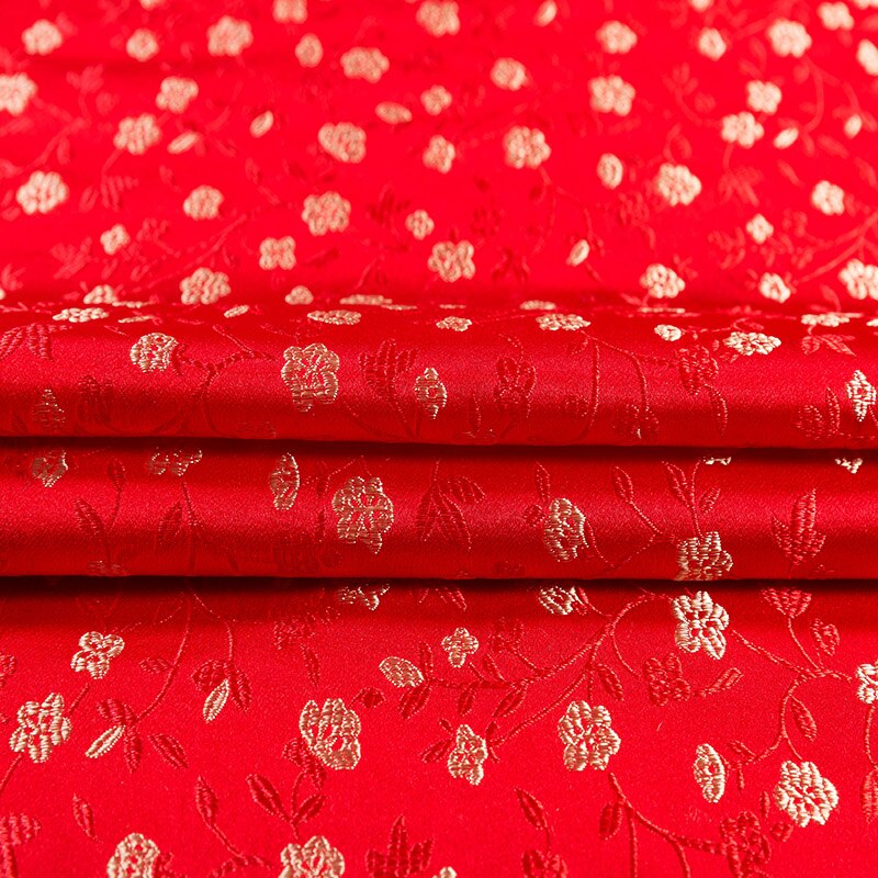Chinese satin jacquard fabrics brocade sewing material for DIY cheongsam and kimono seam garment fabric