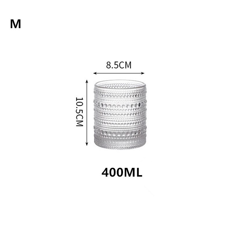 Embossed Bead Glass Cup Heat Resistant Old Fashioned Glass for Juice Water Wine Transparent Drinkware for Home Bar: 400ML