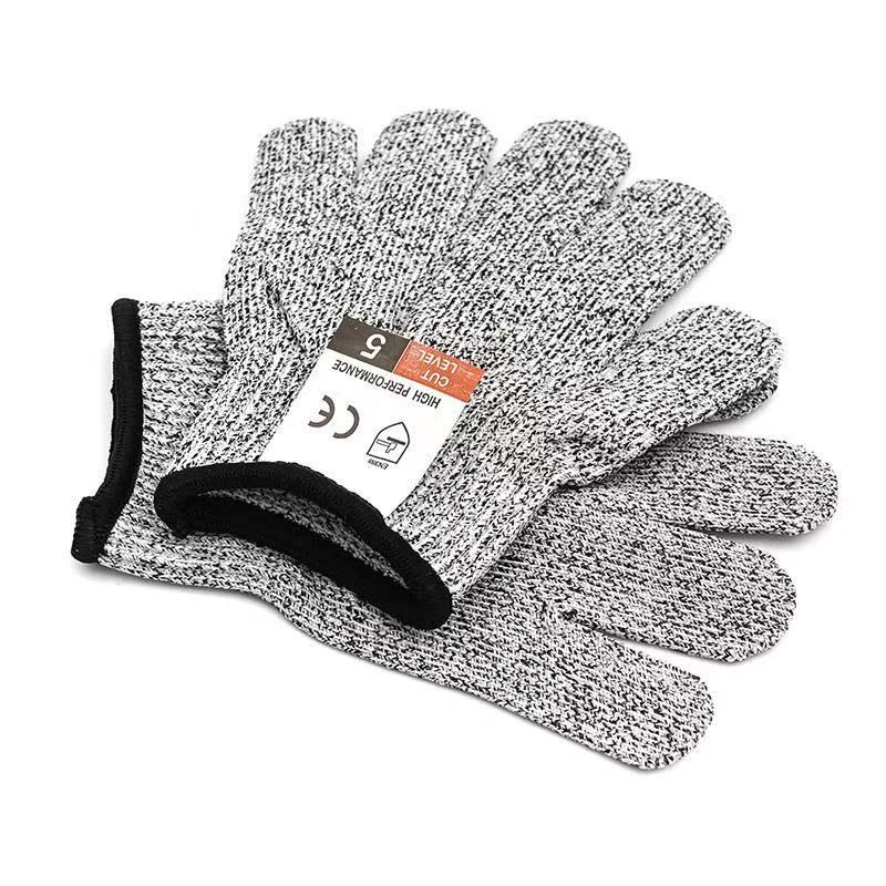 Anti-cut handsker skærebestandige havearbejde køkkenhandsker grå sorte hppe  en388 anti-cut niveau 5 sikkerhedsarbejdshandsker