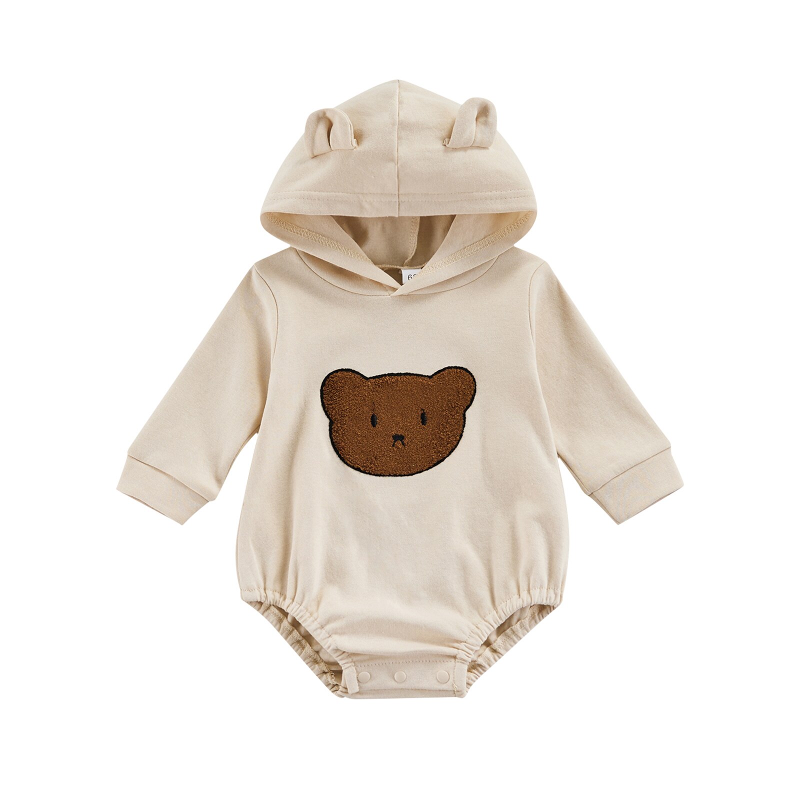 Baby Baby Meisjes Jongens Toevallige Lange Mouwen Hooded Romper Cartoon Beer Borduurwerk Ronde Hals Driehoek Jumpsuits