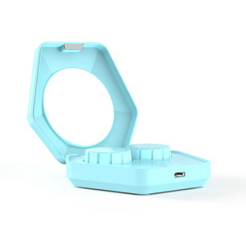 Mini limpiador ultrasónico automático, Limpiador de lentes, caja de lentes de contacto, máquina de limpieza: Azul