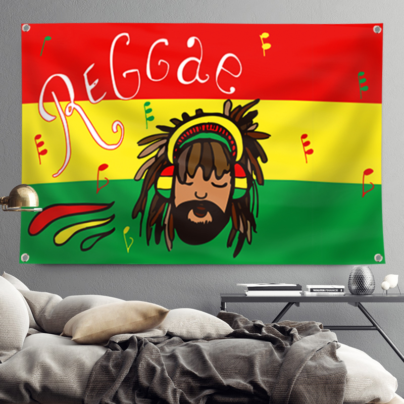Leaf Rasta Lion Hanging Flag Banner Music Rock Reggae Jamaica Home Decoration Wall Art 4 Gromments in Corners 3*5FT 144cm*96cm