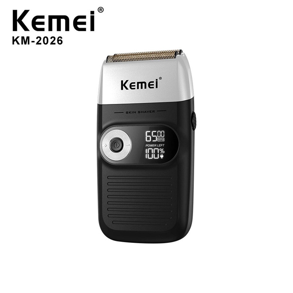 Kemei KM-2026 Elektrische Cordless Razor Scheerapparaat Twin Blade Reciprocating Scheren Machine Oplaadbare Heren Elektrische Scheerapparaten Scheermes: black with box