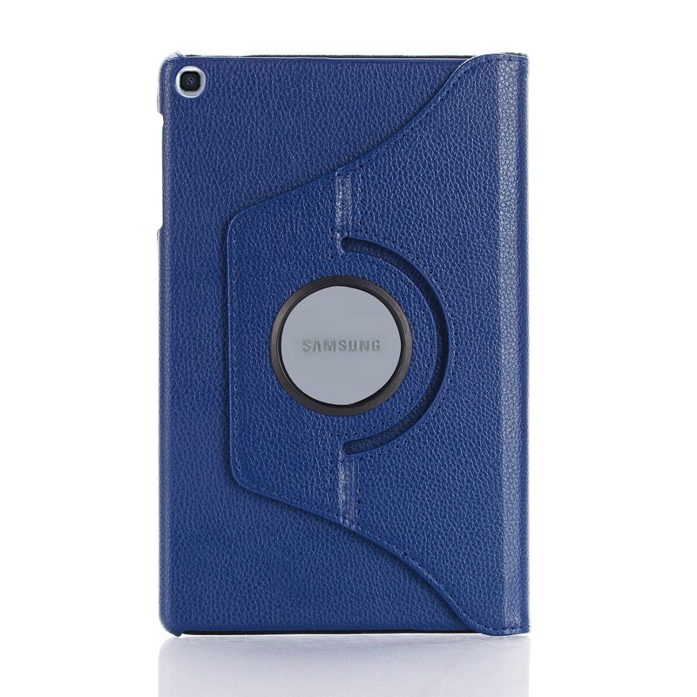 Nowy Coque dla Samsung Galaxy Tab A 8.0 2019 SM-T290 T295 T297 przypadku 360 obrót inteligentne etui z PU dla Samsung Tab A 8.0 T290 okładka: Navy Blue