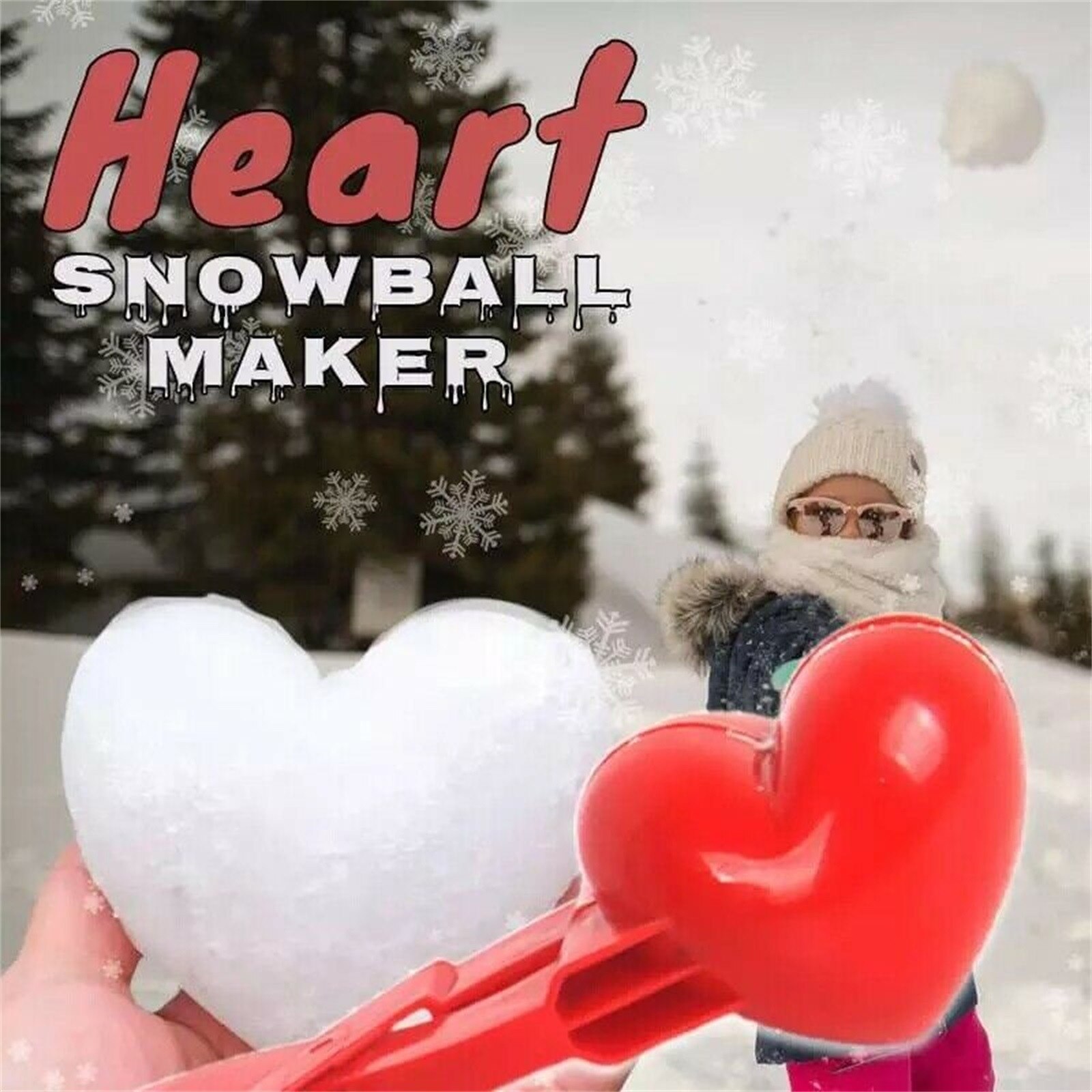 Rood Hart Sneeuwbal Maker Winter Plastic Sneeuwbal Maker Clip Kids Outdoor Mold Speelgoed Zomer Strand Zand Mallen Speelgoed