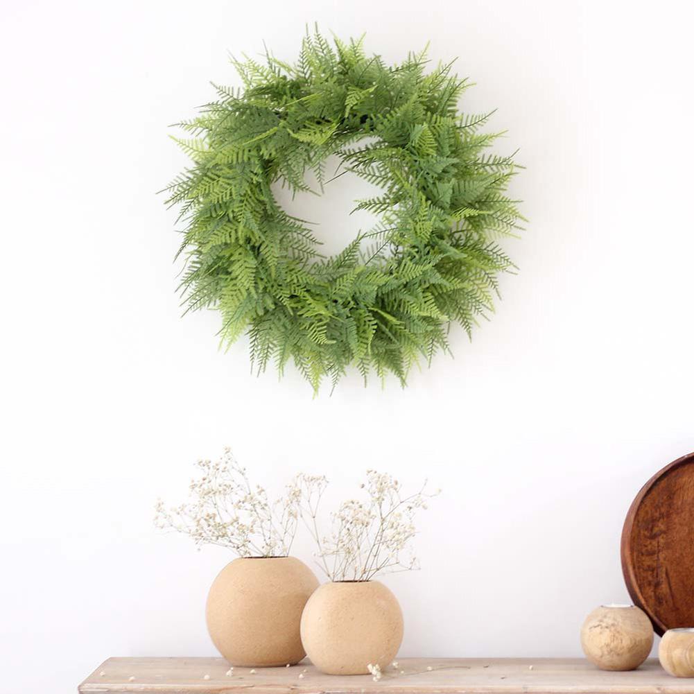 AsyPets imitacja liść paproci wieniec 50CM sztuczne zielone liście girlanda na ślub drzwi impreza dekoracje