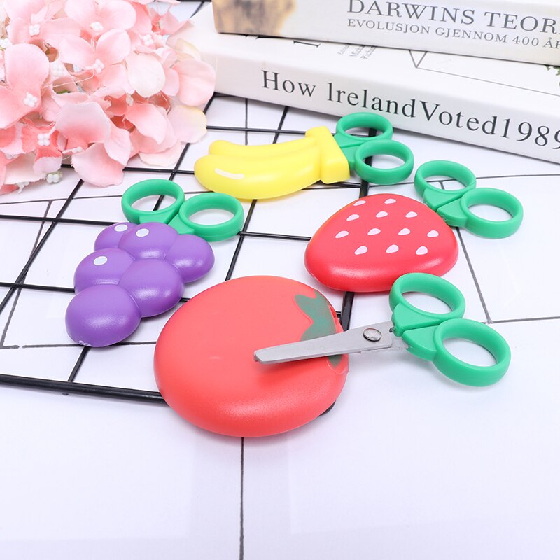 1 Uds. Tijeras bonitas Kawaii para niños con forma de fruta suministros de oficina para estudiantes seguro sin dañar las manos