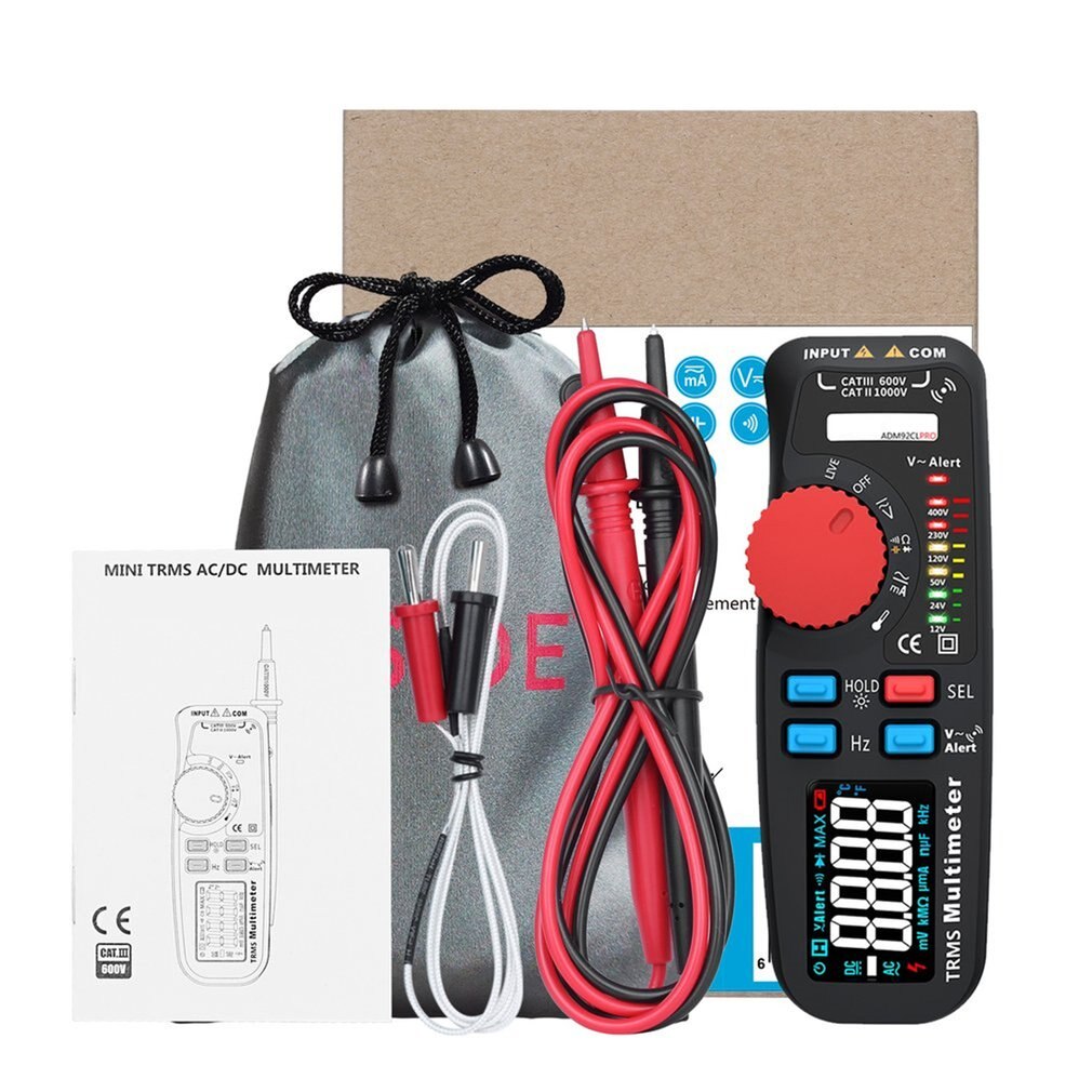 Digital Multimeter Tester - TRMS Dual Mode - Voltage Current Resistance Frequency Meter ADM92CL PRO