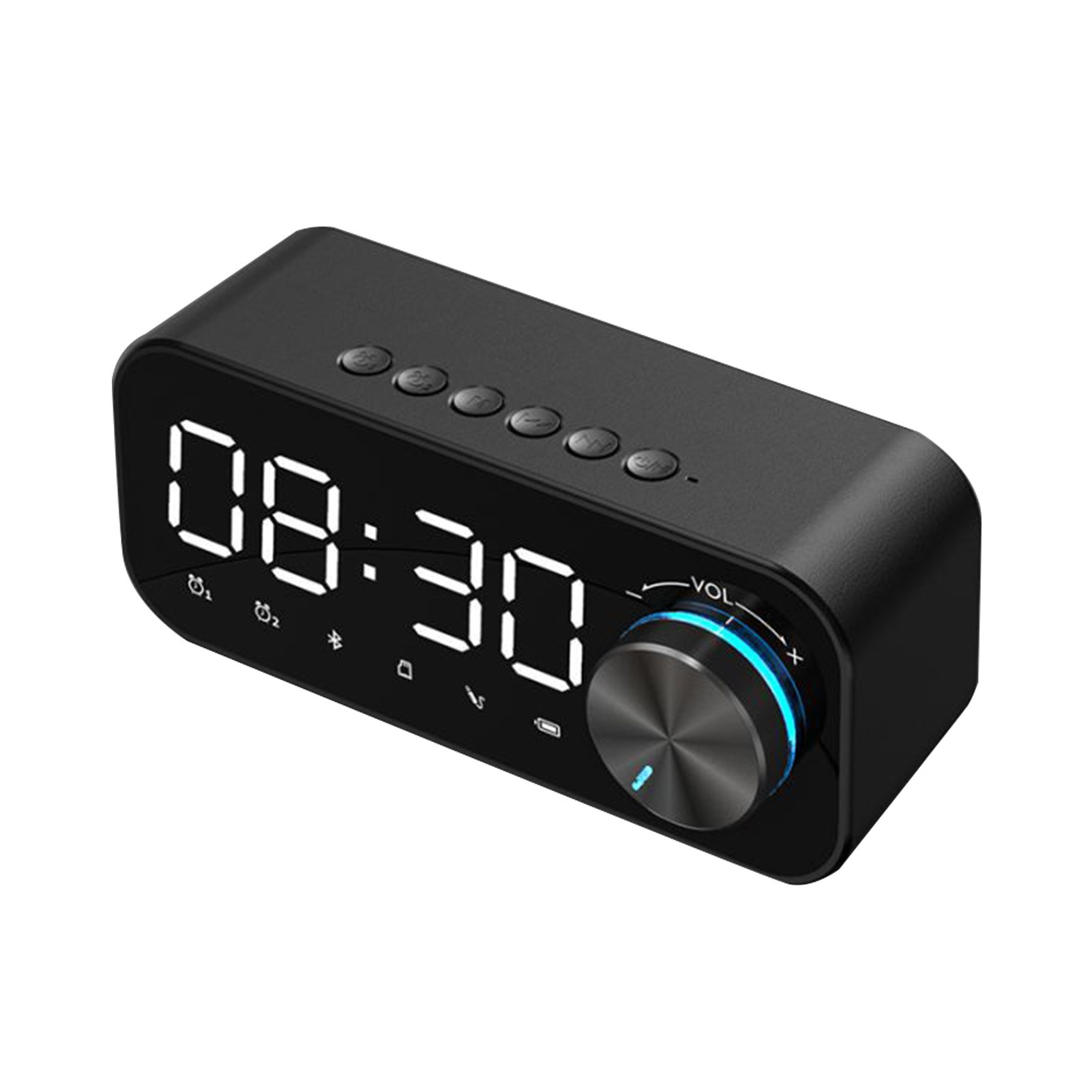 Mirror Surface Office Stereo Adjustable Volume With Night Light Home Decor Alarm Clock LED Digital Desktop Bluetooth Speaker