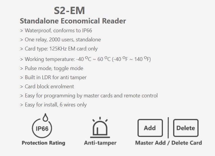 Standalone Waterproof Rfid Door Access Control System 125Khz 13.56Mhz Proximity Card Reader 2000 User 9-24V Smark Lock Opener