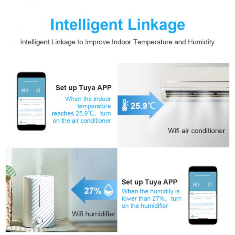 Tuya WIFI Smart Home Temperature Humidity Sensor Indoor Hygrometer Thermometer Detector Support Alexa Google Home Smart Life