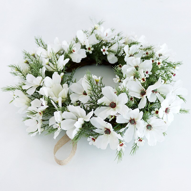 White Flower Wreath for Home Decor Christmas Door Wreath Wedding Garland Decoration Artificial Flowers Home Party decoration