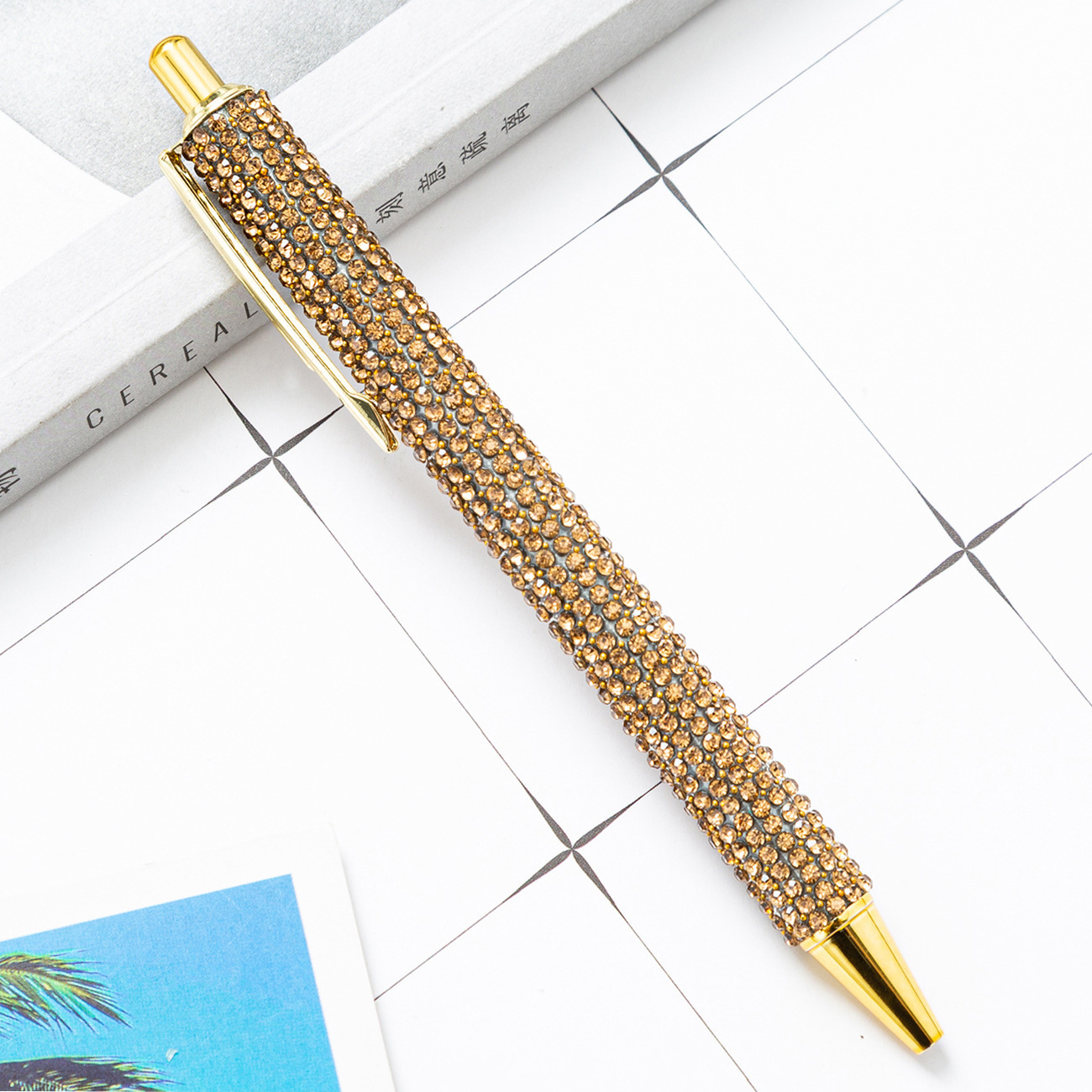 1 Piece Lytwtw's Ballpoint Pen Luxury Rhinestone Cute Wedding Rose Gold Metal Stationery School Office Supply Pens: H