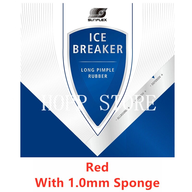 Sunflex Icebreaker Lange Pips-Out Tafeltennis/Pingpong Rubber Met Spons Rubber Zonder Spons (Bovenvel Ox): Red 1.0mm sponge