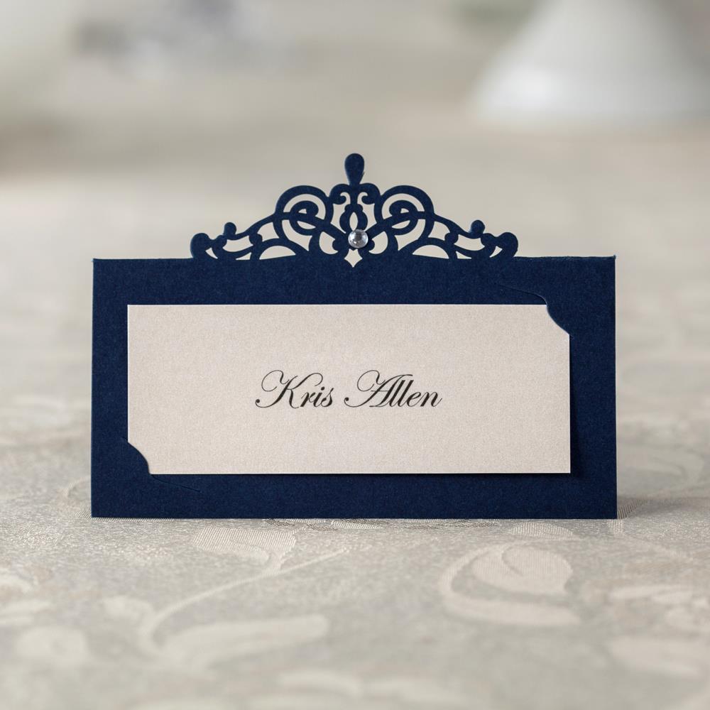 Tarjetas de Números de mesa de papel azul, soporte de tarjeta de nombre, lugar para decoración de bodas, fiestas y banquetes, 107x54mm, 24 Uds.