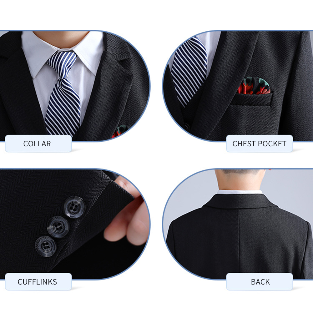 Blazer de talla grande para niños, traje negro y gris, traje Formal de boda, esmoquin para de cumpleaños, conjunto de ropa de caballero, 5 piezas